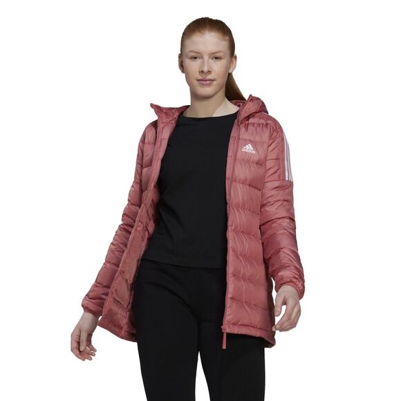 adidas Essentials Light Down Hooded Parka Jacket Wonder Red HK4620 Women's L - Picture 1 of 16